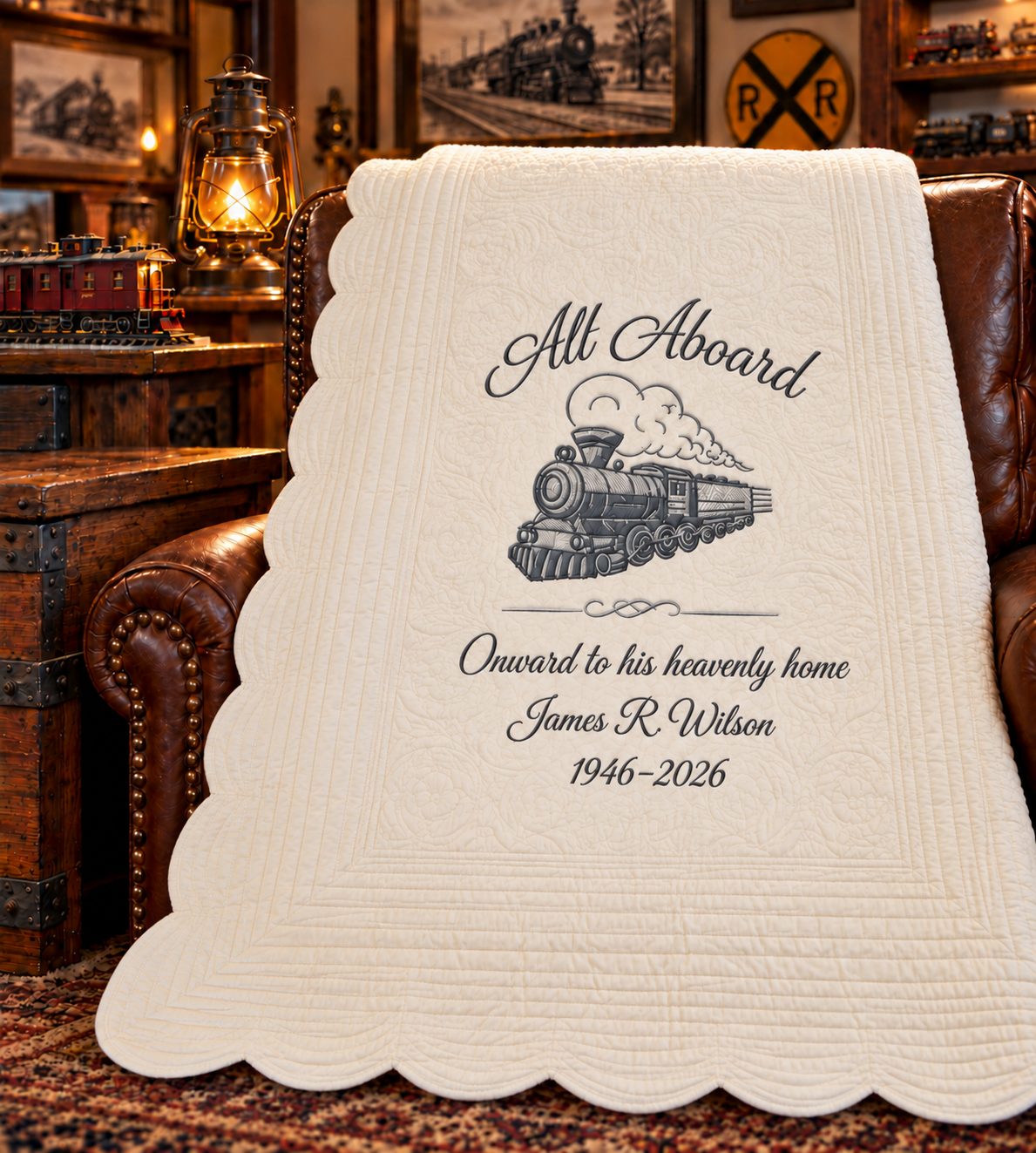 All Aboard Train Personalized Throw