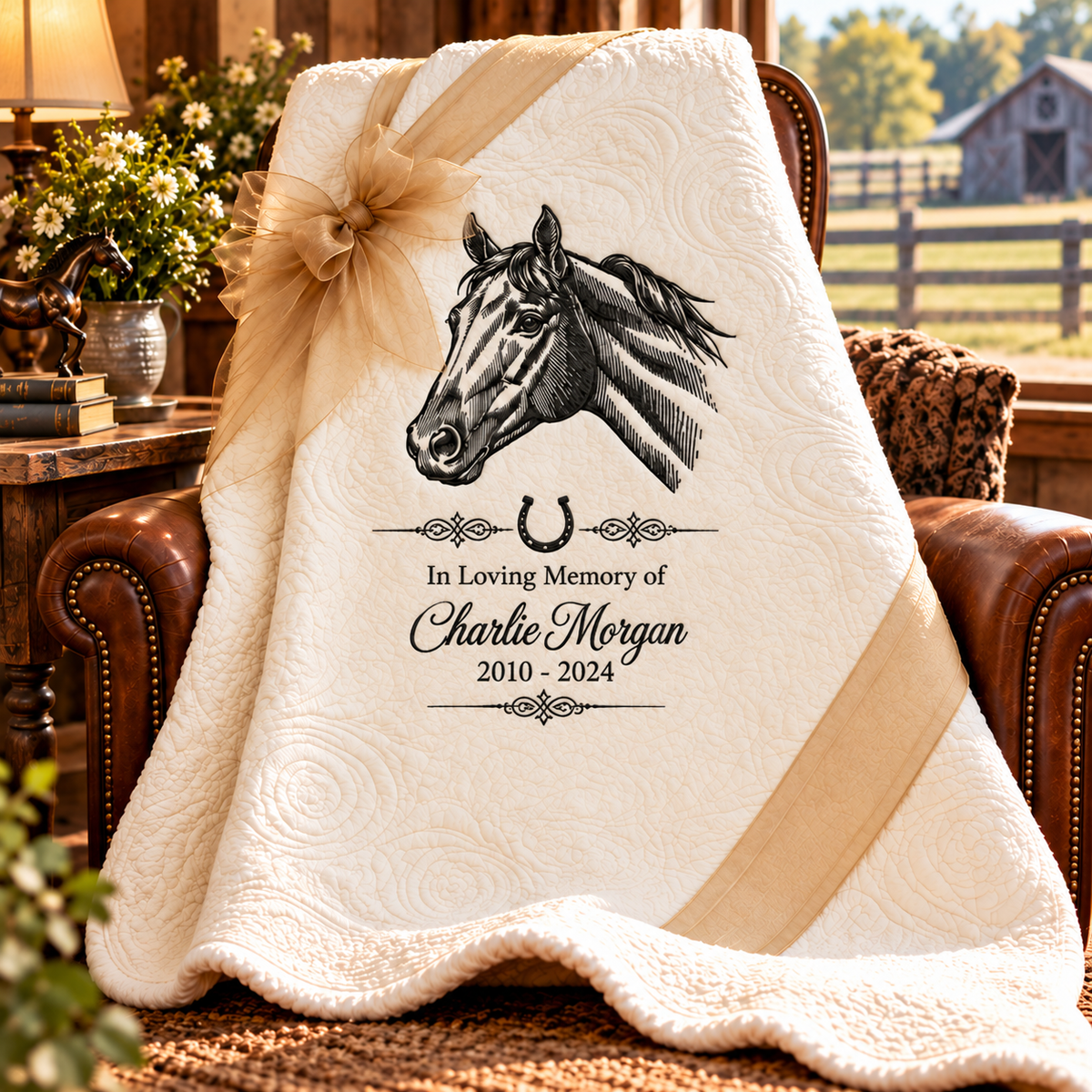 Personalized Equestrian Horse Throw – Chocolate, Tan, or Black