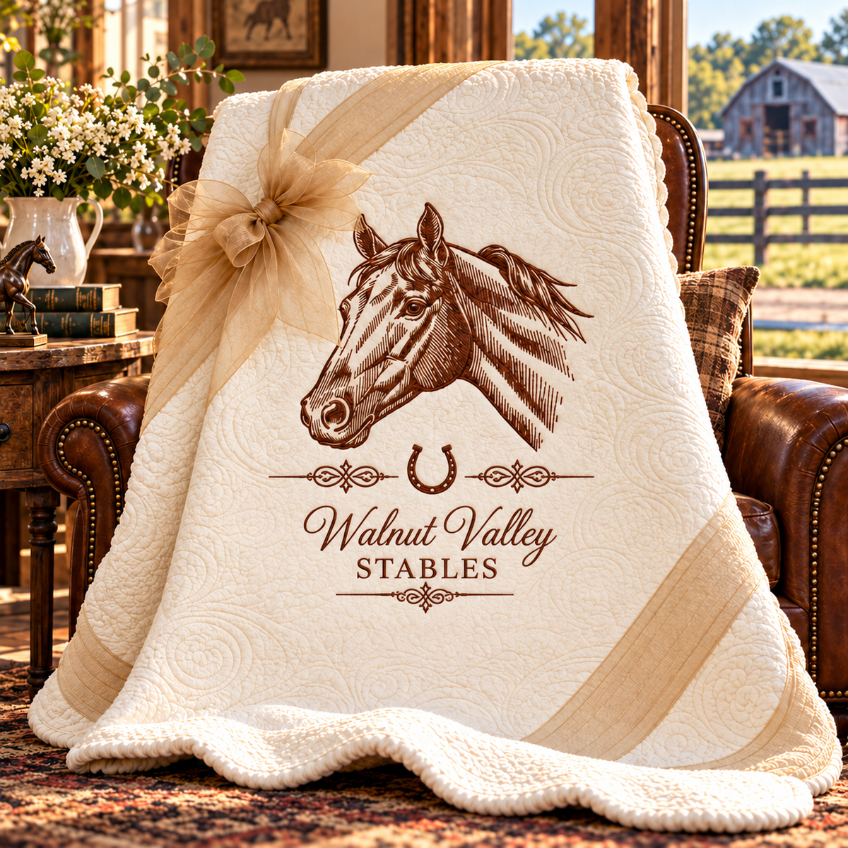 Equestrian Horse — Personalized Embroidered Quilted Throw