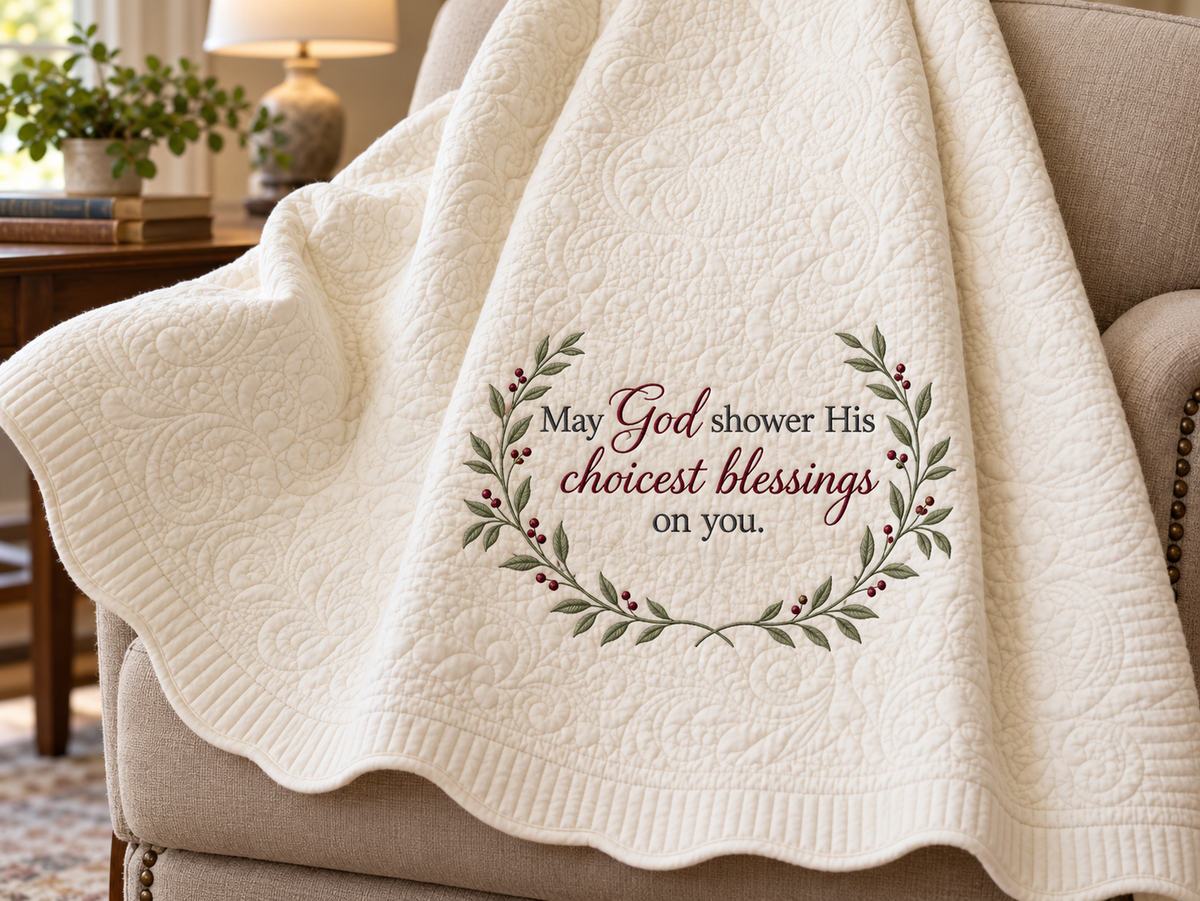 Choicest Blessings — Personalized Embroidered Quilted Throw