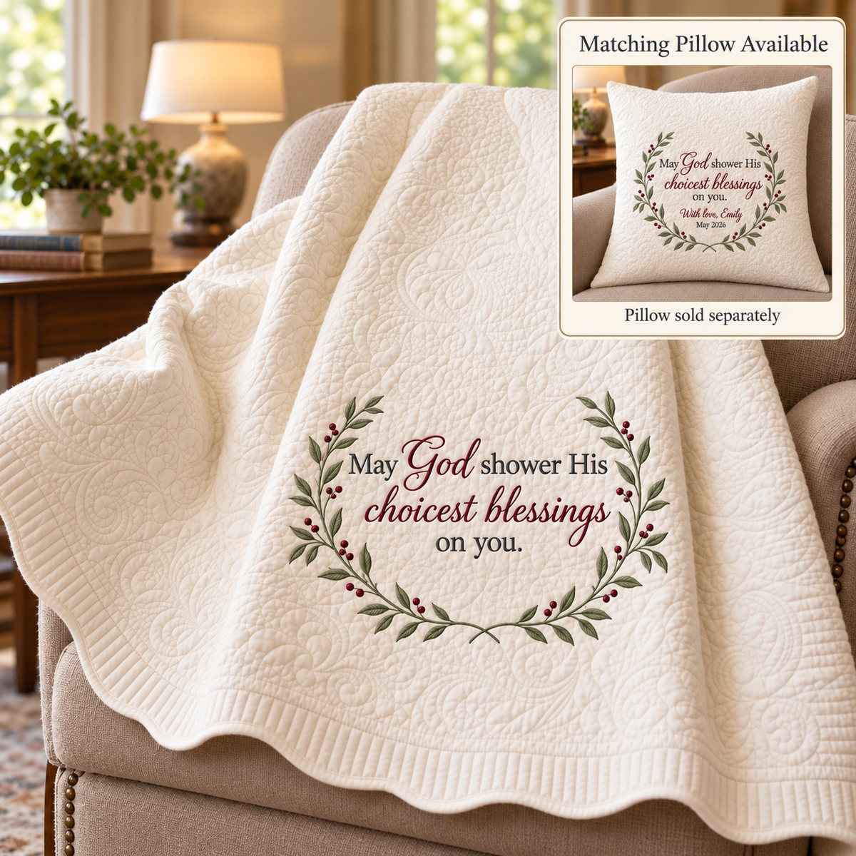 Choicest Blessings — Personalized Embroidered Quilted Throw