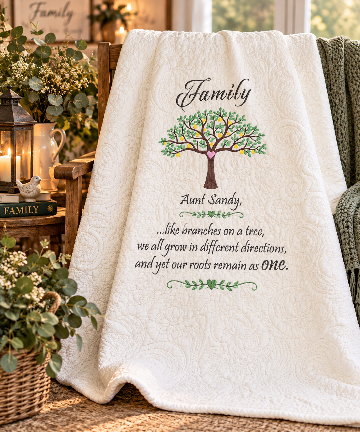 Personalized Family Tree Throw Quilted Throw