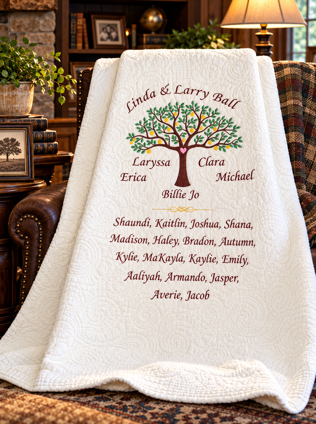 Personalized Family Tree Throw Quilted Throw