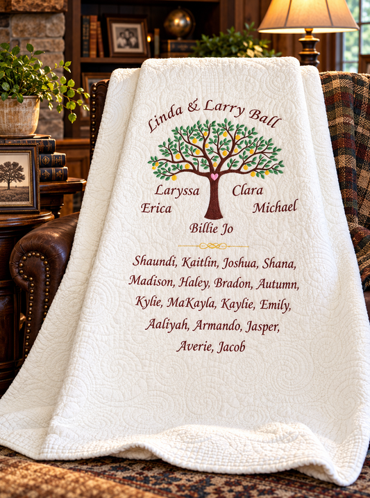 Personalized Family Tree Quilted Throw