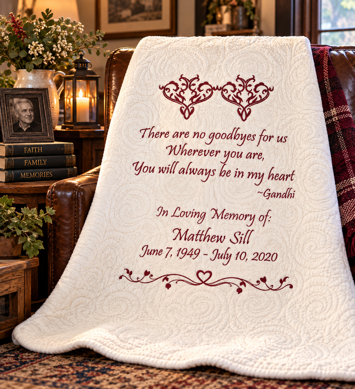 No Goodbyes For Us Personalized Sympathy Throw