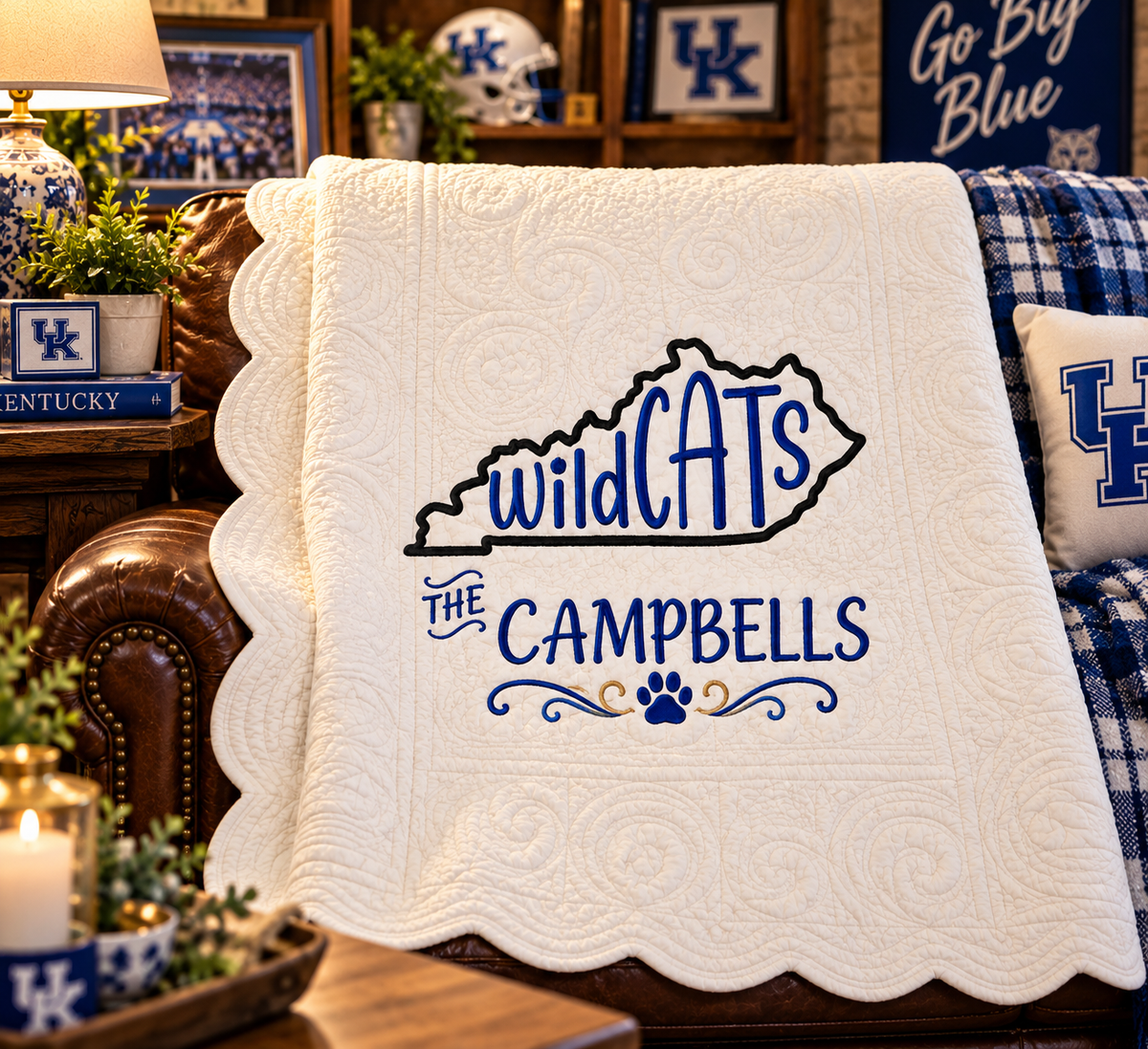 Kentucky Wildcats Family — Personalized Embroidered Quilted Throw