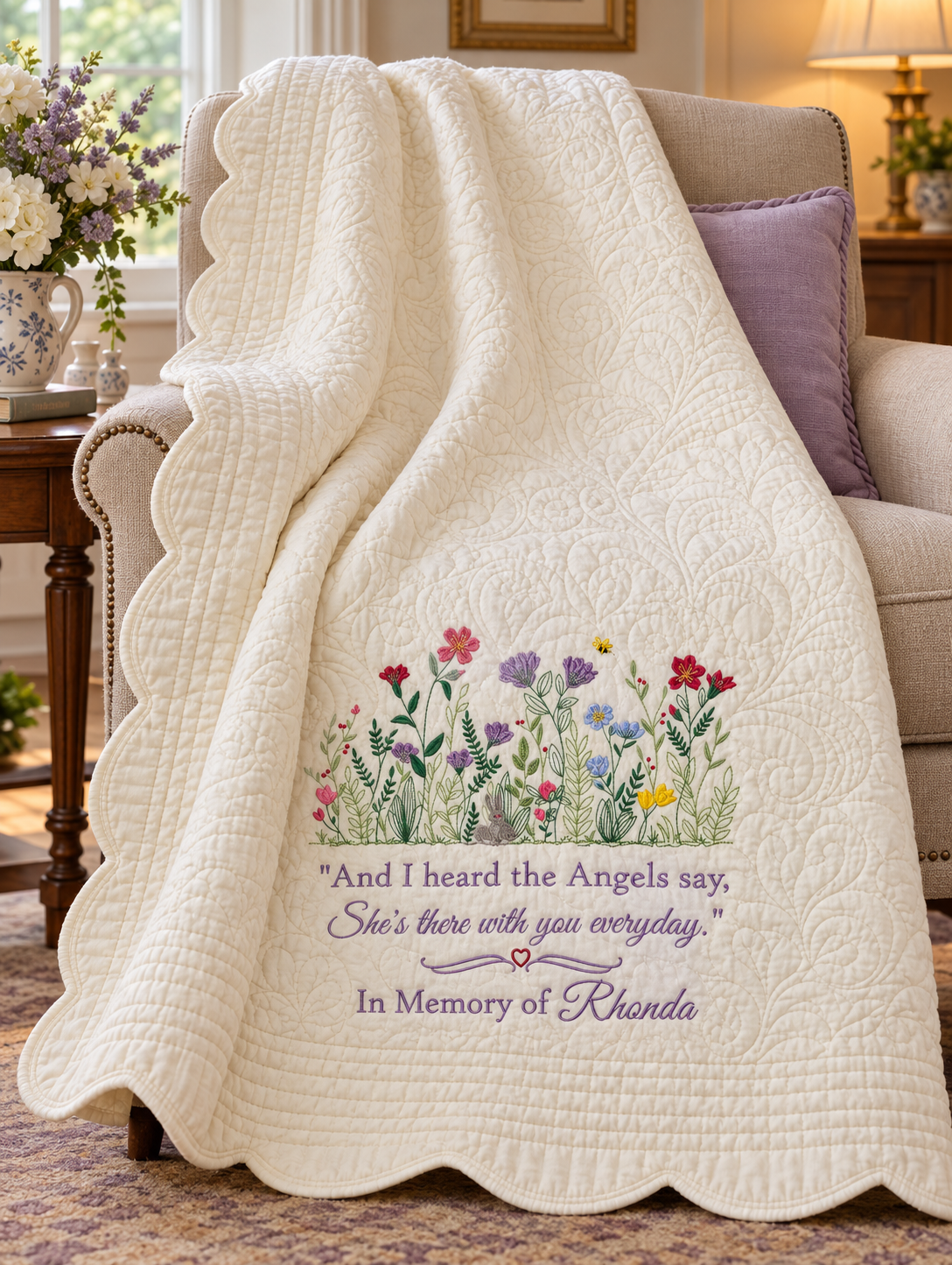 Simply Flowers — Personalized Floral Quilted Throw