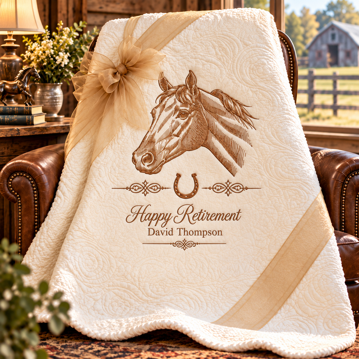 Personalized Equestrian Horse Throw – Chocolate, Tan, or Black