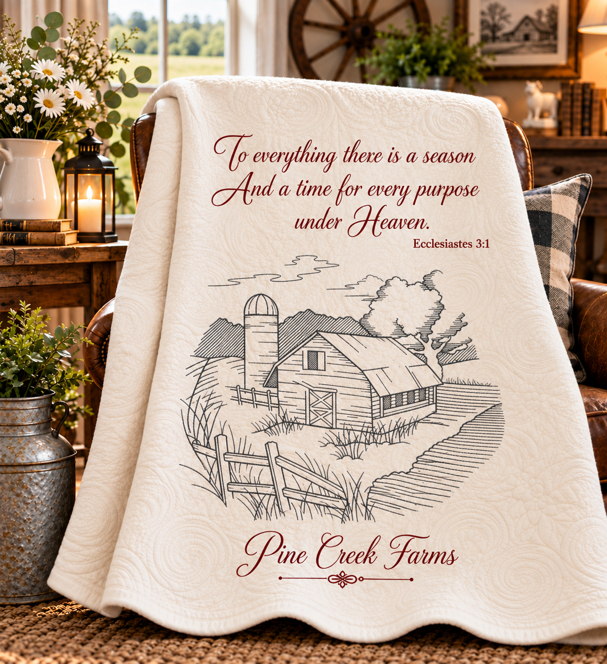 To Everything There Is a Season Personalized Vintage Barn or Tractor Throw