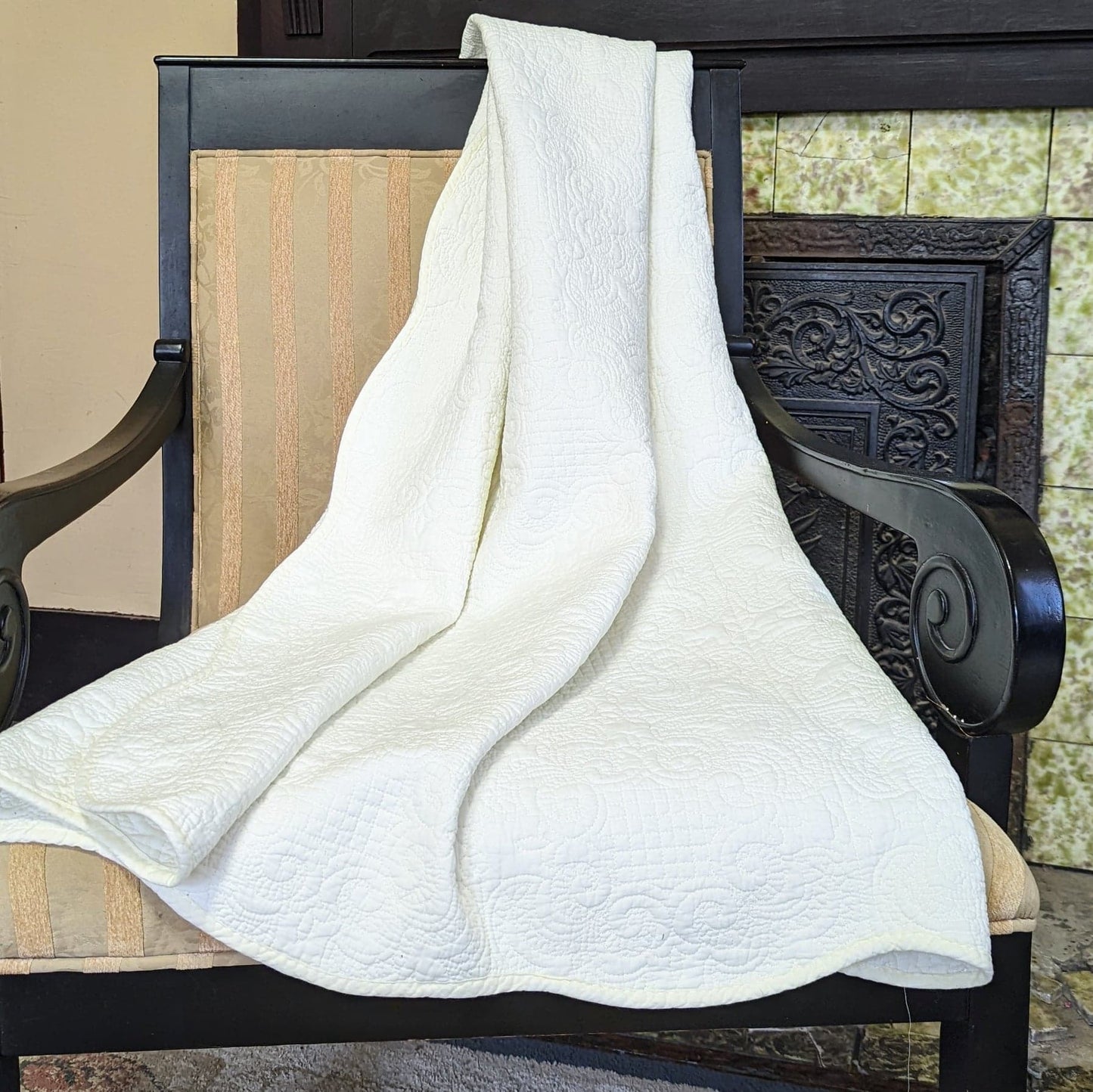Quilted Ivory Quilted Throw